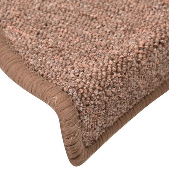 Tapis de marches d'escalier 15 pcs Marron 56x17x3 cm