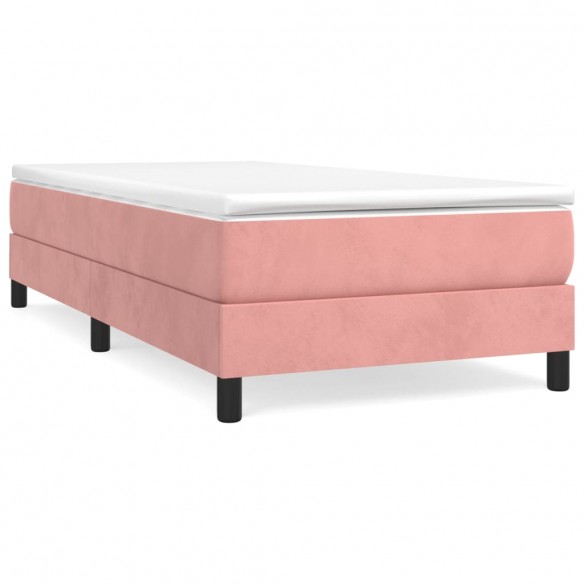 Cadre de lit avec matelas Rose 100x200 cm Velours