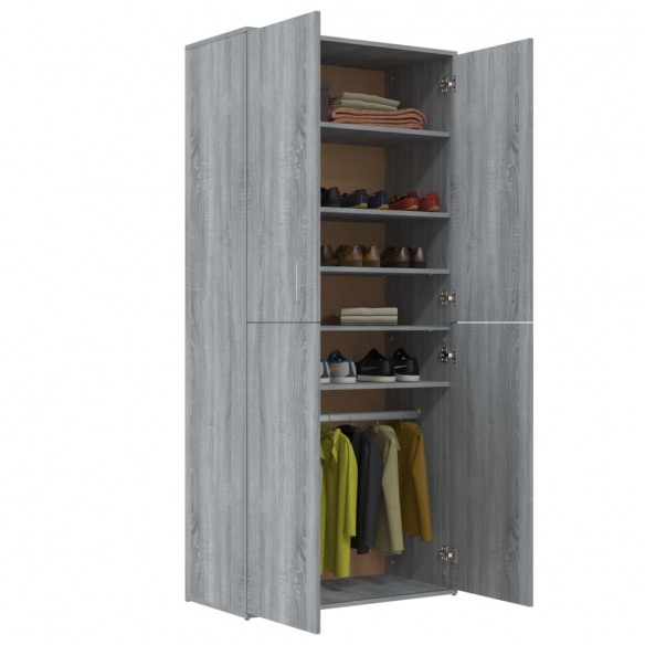 Armoire à chaussures Sonoma gris 80x39x178 cm Bois d'ingénierie