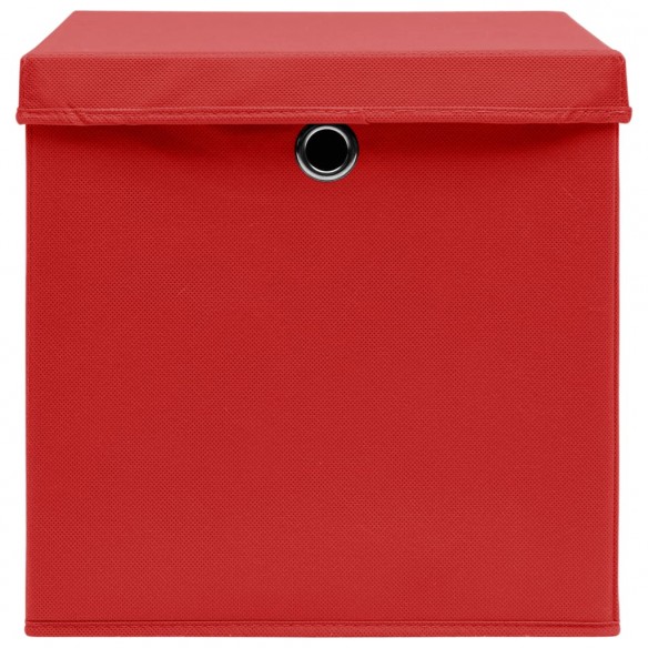 Boîtes de rangement et couvercles 10 pcs Rouge 32x32x32cm Tissu