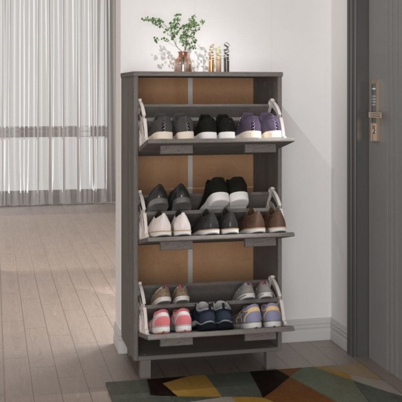 Armoire à chaussures HAMAR Gris clair 59,5x35x117 cm Pin massif