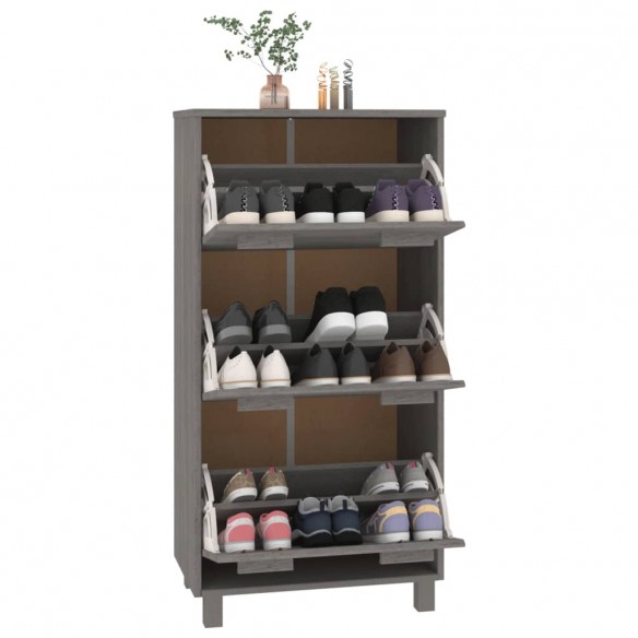 Armoire à chaussures HAMAR Gris clair 59,5x35x117 cm Pin massif