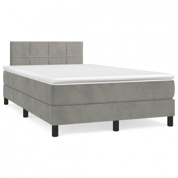 Cadre de lit et matelas Gris clair 120x200cm Velours