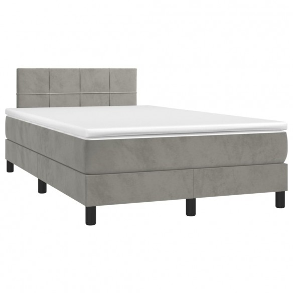 Cadre de lit et matelas Gris clair 120x200cm Velours