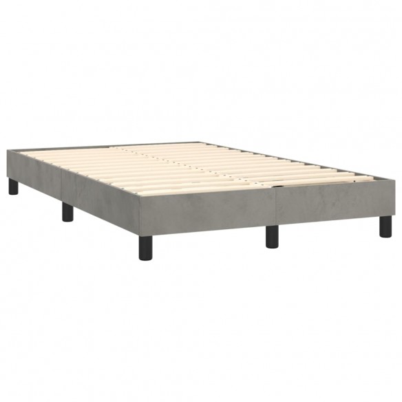 Cadre de lit et matelas Gris clair 120x200cm Velours