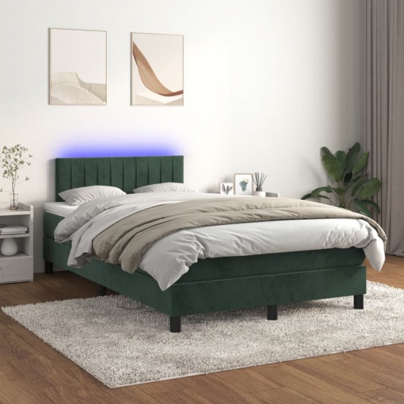 Sommier à lattes de lit avec matelas LED Vert foncé 120x200 cm