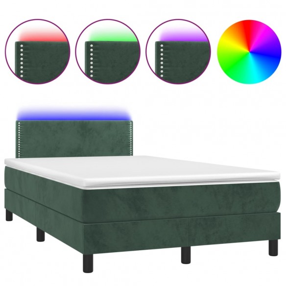 Cadre de lit avec matelas LED Vert foncé 120x200 cm