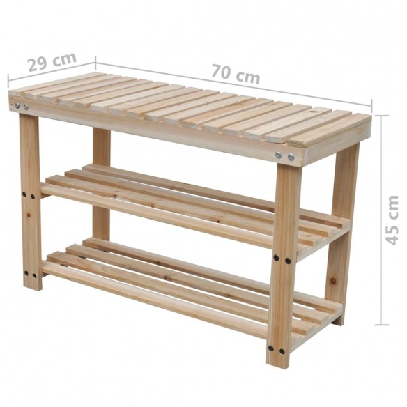 Étagère à chaussures 2 en 1 avec dessus banc 2 pcs Bois massif