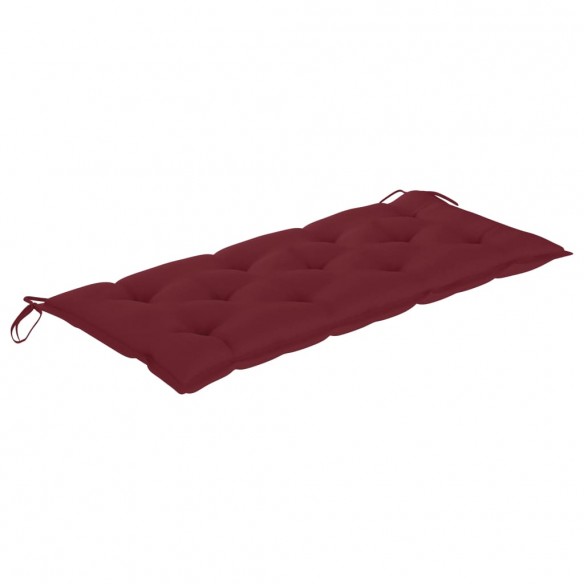 Banc Batavia avec coussin bordeaux 120 cm Bois de teck massif