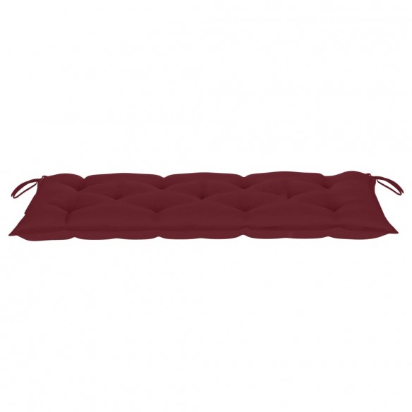 Banc Batavia avec coussin bordeaux 120 cm Bois de teck massif