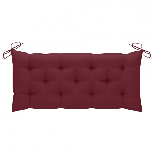 Banc Batavia avec coussin bordeaux 120 cm Bois de teck massif