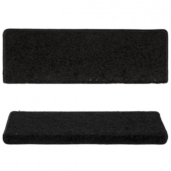 Tapis d'escalier 15 pcs 65x21x4 cm Noir