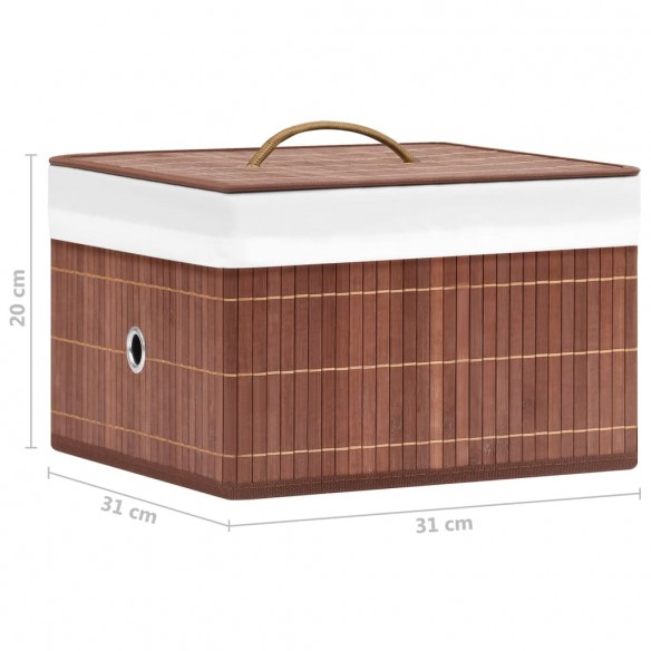 Boîtes de rangement en bambou 4 pcs Marron