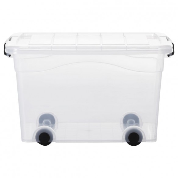 Boîtes de rangement et roues et couvercles 2pcs Transparent 40L