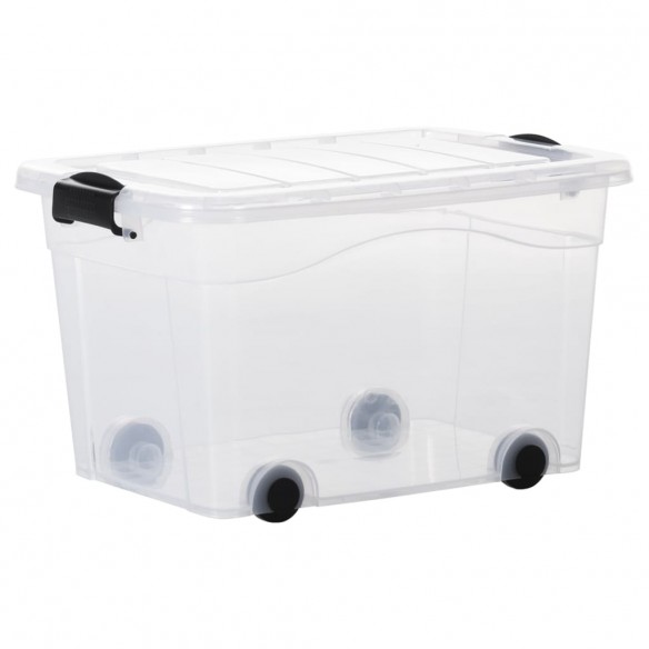 Boîtes de rangement et roues et couvercles 2pcs Transparent 40L