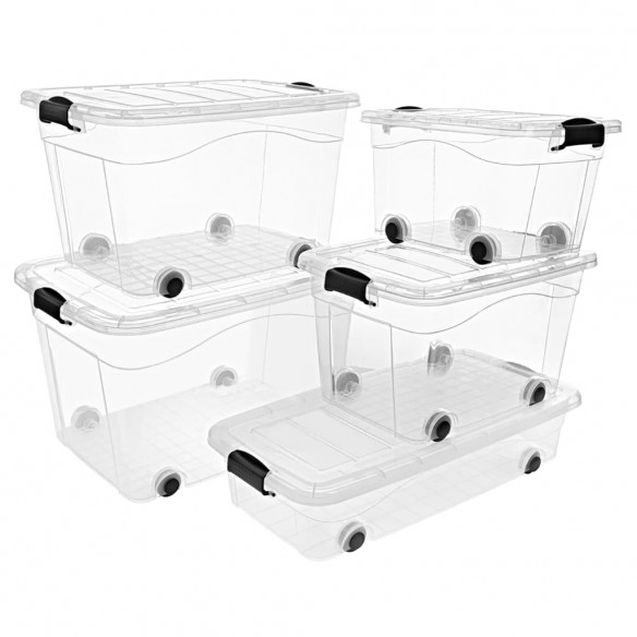 Boîtes de rangement et roues et couvercles 2pcs Transparent 40L