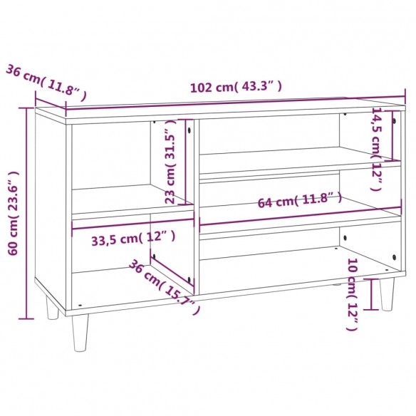 Armoire à chaussures Gris béton 102x36x60 cm Bois d'ingénierie