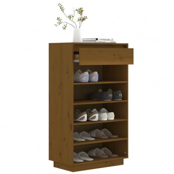 Armoire à chaussures Marron miel 60x34x105cm Bois de pin massif