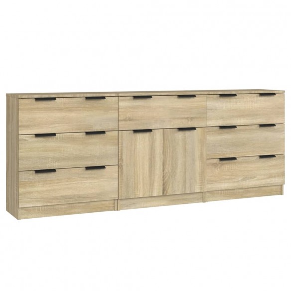 Buffets 3 pcs Chêne sonoma Bois d'ingénierie