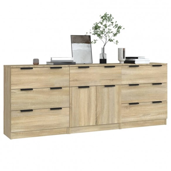 Buffets 3 pcs Chêne sonoma Bois d'ingénierie