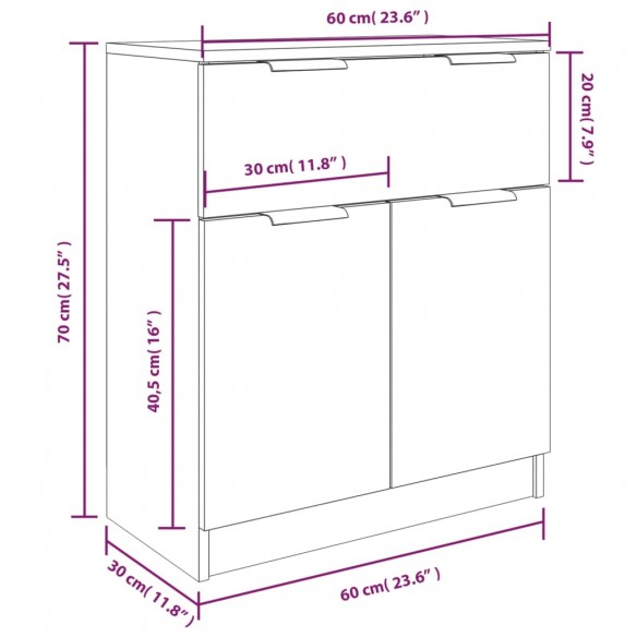 Buffets 3 pcs Chêne sonoma Bois d'ingénierie