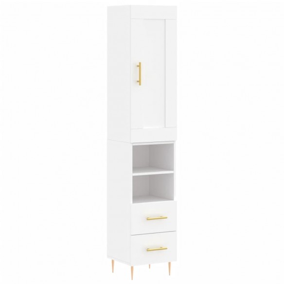 Buffet haut Blanc 34,5x34x180 cm Bois d'ingénierie