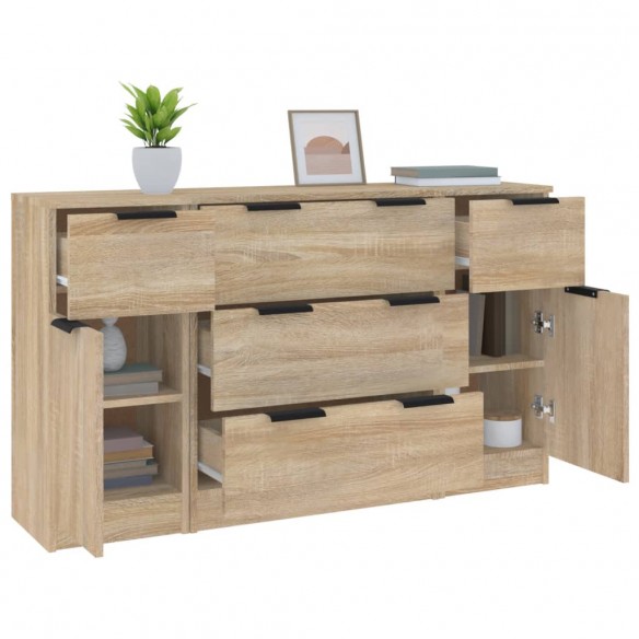 Ensemble de buffets 3 pcs Chêne sonoma Bois d'ingénierie