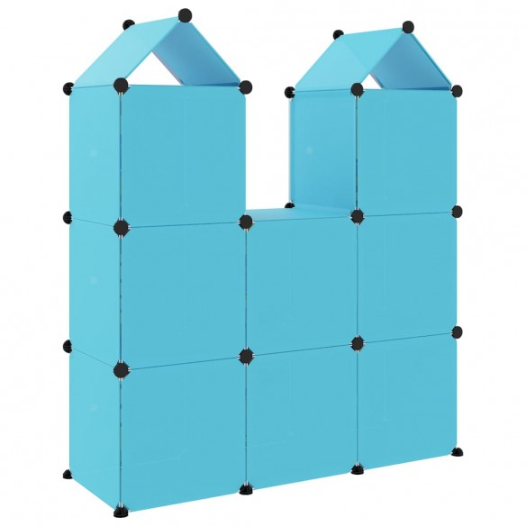 Armoire de rangement pour enfants avec 8 cubes Bleu PP