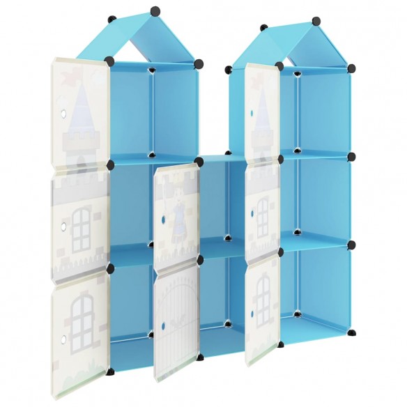 Armoire de rangement pour enfants avec 8 cubes Bleu PP