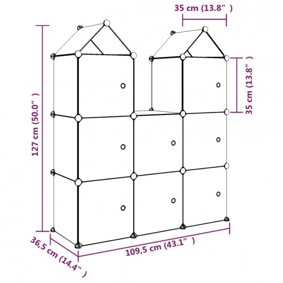 Armoire de rangement pour enfants avec 8 cubes Bleu PP