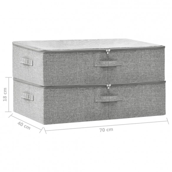 Boîtes de rangement 2 pcs Tissu 70x40x18 cm Gris