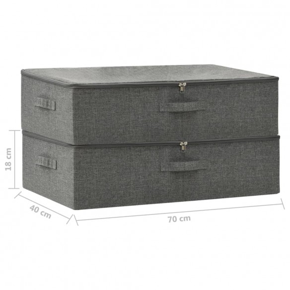 Boîtes de rangement 2 pcs Tissu 70x40x18 cm Anthracite