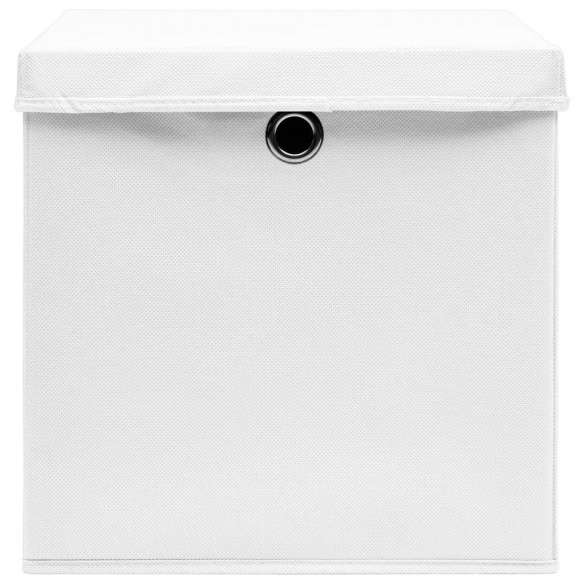 Boîtes de rangement avec couvercles 10 pcs 28x28x28 cm Blanc