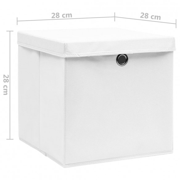 Boîtes de rangement avec couvercles 10 pcs 28x28x28 cm Blanc