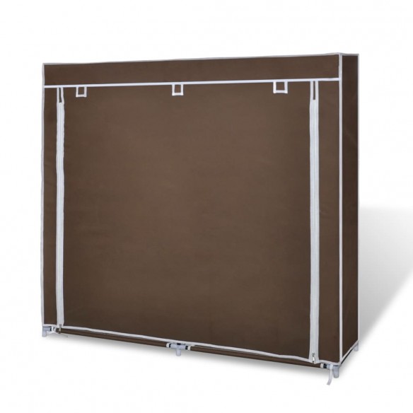 Armoire à chaussures avec housse 115 x 28 x 110 cm Tissu Marron