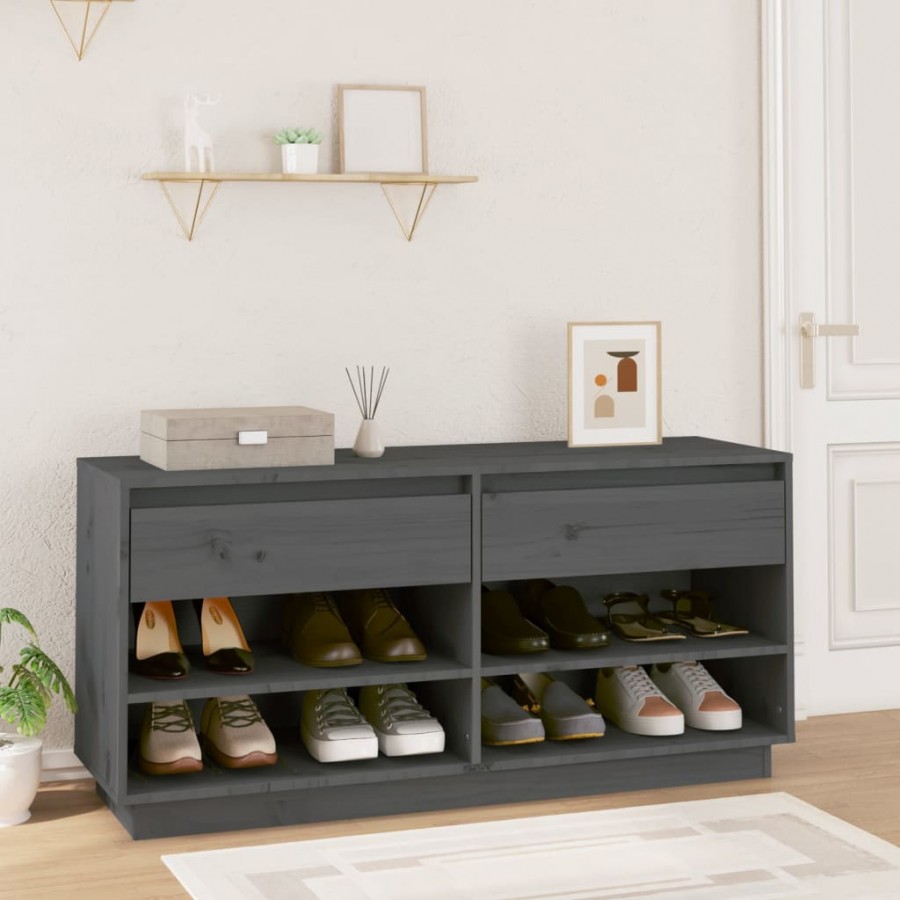 Armoire à chaussures Gris 110x34x52 cm Bois de pin massif