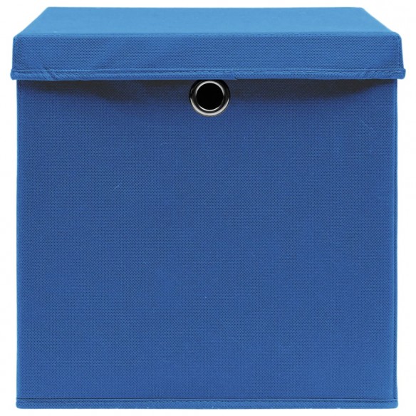 Boîtes de rangement avec couvercles 4 pcs 28x28x28 cm Bleu