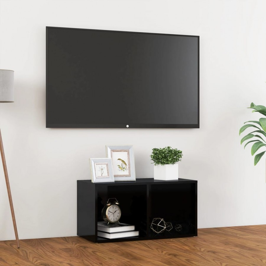 Meuble TV Noir brillant 72x35x36,5 cm Aggloméré