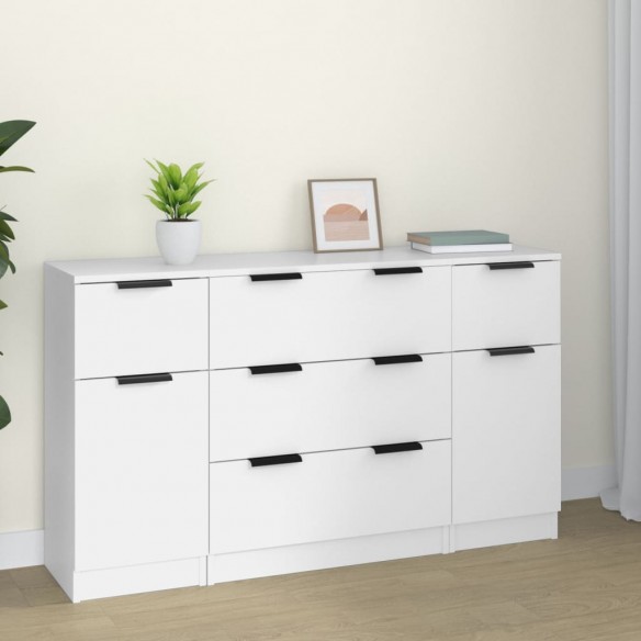 Ensemble de buffets 3 pcs Blanc Bois d'ingénierie