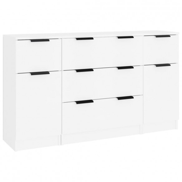 Ensemble de buffets 3 pcs Blanc Bois d'ingénierie