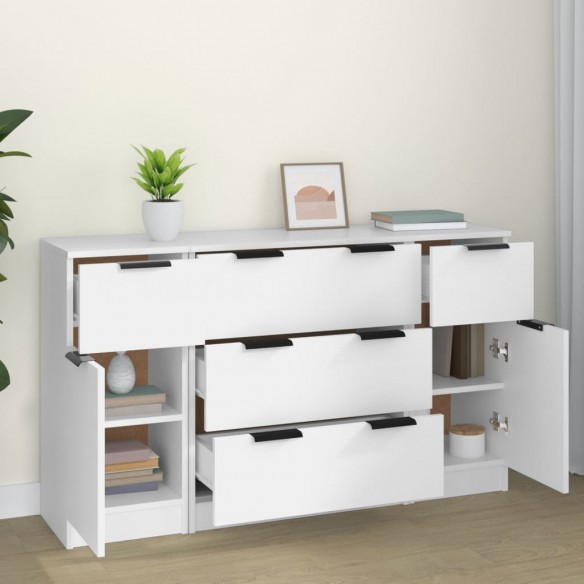 Ensemble de buffets 3 pcs Blanc Bois d'ingénierie