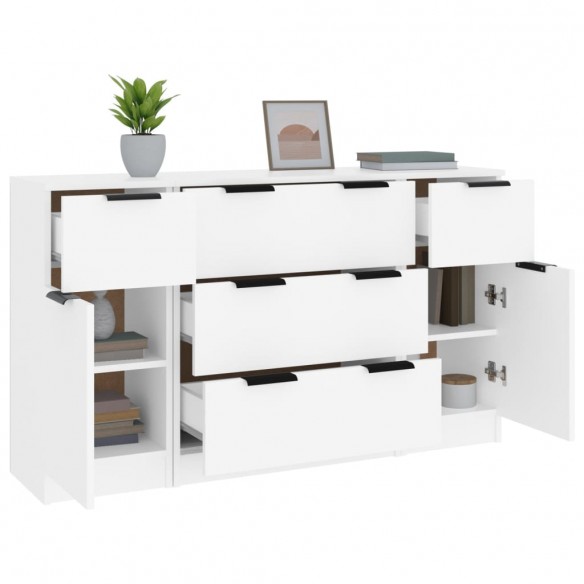 Ensemble de buffets 3 pcs Blanc Bois d'ingénierie