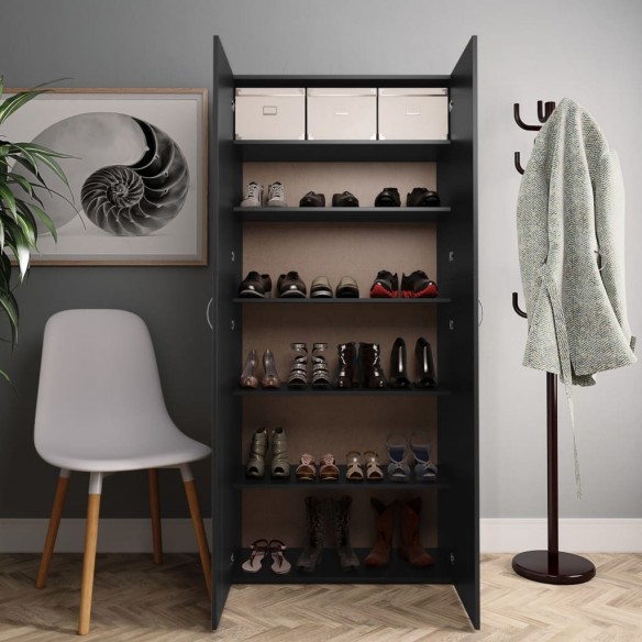 Armoire à chaussures Noir 80 x 35,5 x 180 cm Aggloméré