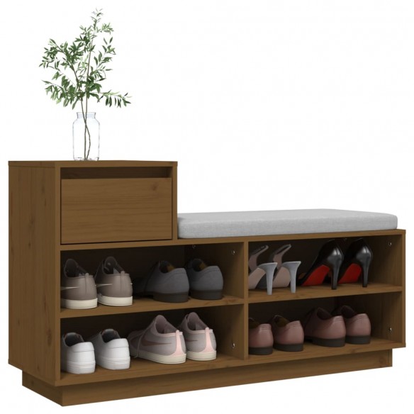 Armoire à chaussures Marron miel 110x34x61cm Bois de pin massif