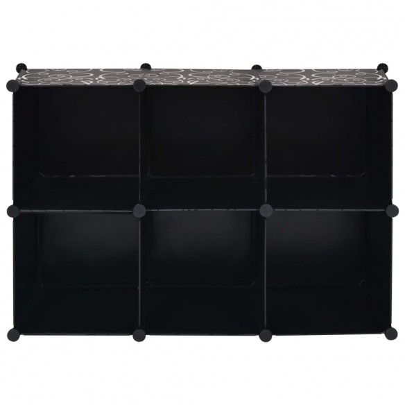 Organisateur de rangement cube avec 6 compartiments Noir