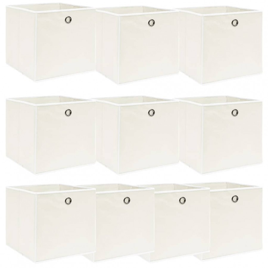 Boîtes de rangement 10 pcs Blanc 32x32x32 cm Tissu