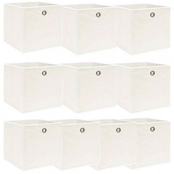 Boîtes de rangement 10 pcs Blanc 32x32x32 cm Tissu