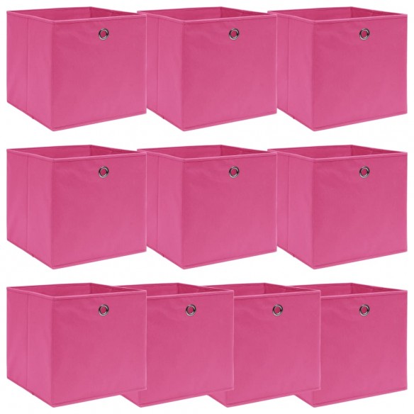 Boîtes de rangement 10 pcs Rose 32x32x32 cm Tissu