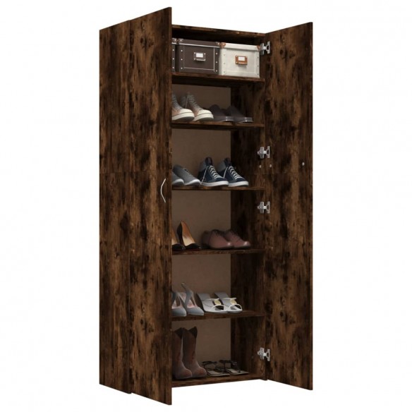 Armoire à chaussures Chêne fumé 80x35,5x180cm Bois d'ingénierie