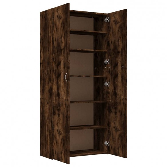 Armoire à chaussures Chêne fumé 80x35,5x180cm Bois d'ingénierie